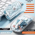 Transparent Crystal 2.4G + Bluetooth Magnetic Wireless Mouse- White Color - Image 2