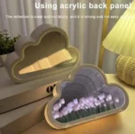 Creative Handmade LED Night Light Mirror DIY Tulip Flower Sea Night Atmosphere Lamp Clouds Tulip Table Lamp Bedroom Desk Lamp Valentine Christmas Birthdays Gifts For Girlfriend Home Decoration Tulip Lamp - Image 2