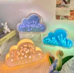 Creative Handmade LED Night Light Mirror DIY Tulip Flower Sea Night Atmosphere Lamp Clouds Tulip Table Lamp Bedroom Desk Lamp Valentine Christmas Birthdays Gifts For Girlfriend Home Decoration Tulip Lamp
