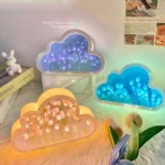 Creative Handmade LED Night Light Mirror DIY Tulip Flower Sea Night Atmosphere Lamp Clouds Tulip Table Lamp Bedroom Desk Lamp Valentine Christmas Birthdays Gifts For Girlfriend Home Decoration Tulip Lamp