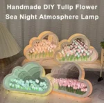 Creative Handmade LED Night Light Mirror DIY Tulip Flower Sea Night Atmosphere Lamp Clouds Tulip Table Lamp Bedroom Desk Lamp Valentine Christmas Birthdays Gifts For Girlfriend Home Decoration Tulip Lamp - Image 5