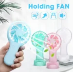 Mini Handy Fan Rechargeable With Stand - Image 2