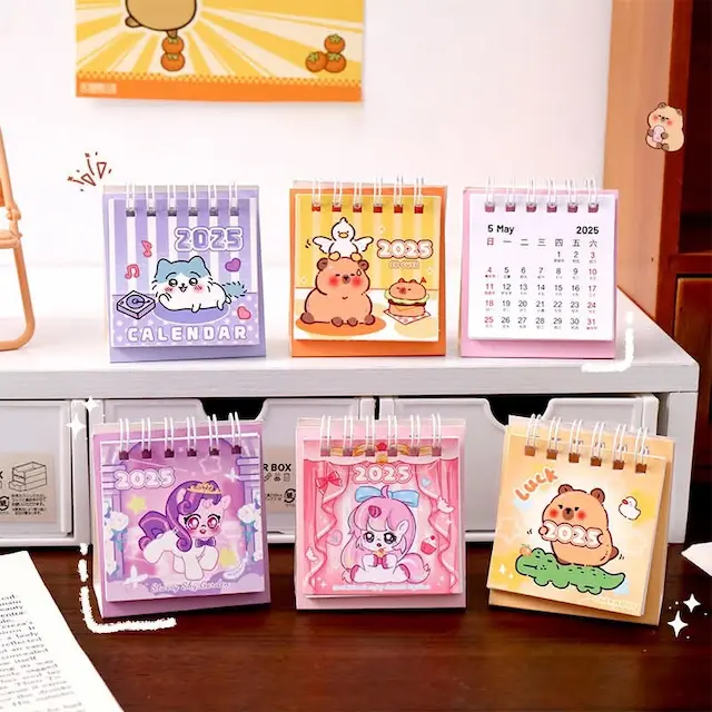 1744324449700-01-9e9152b9-f957-46f2-b42e-7940f7fd1b4d-1744328186306 Cute Mini Cartoon Calender Student Decoration Coil Small Table Calendar - Image 1