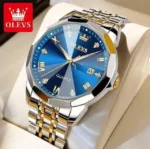 OLEVS 9931 Quartz Watch for Men Solid Stainless Steel Strap Rhombus Design Fashion Wristwatch Men's Waterproof Watche