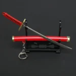 Japanese Demon Slayer Dragon Sord Toy Keychain Showpiece Katana (Not Sharp) Showpiece Key chain Ring Plastic + Cover + Display Stand for Showpiece Gift