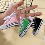 Cute Mini Sport Shoes Pendant Keychain Creative 3D Canvas Sneaker Tennis Shoe Keyrings Car Simulation Trinket Bag Key Ring