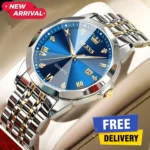 OLEVS luxury quartz wrist watch blue dial stainless steel – Sokher Nogor Bangladesh