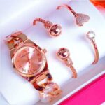 Rose gold ladies watch jewelry gift set bracelet ring combo – Sokher Nogor Bangladesh