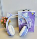 Purple cat ear wireless bluetooth headphone STN-28 with LED light – Sokher Nogor Bangladesh
