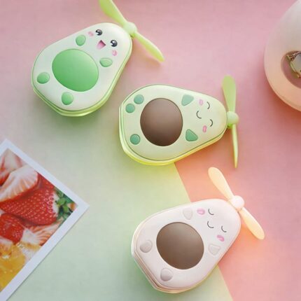 Portable Avocado Handheld Mini Air Cooler with Built-in Mirror and USB Charging